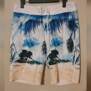 American Eagle Outfitters Tropical Beach Print Men's Swim Shorts Size S